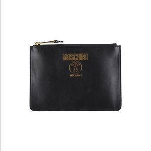 Moschino Leather Clutch With Gold Hardware